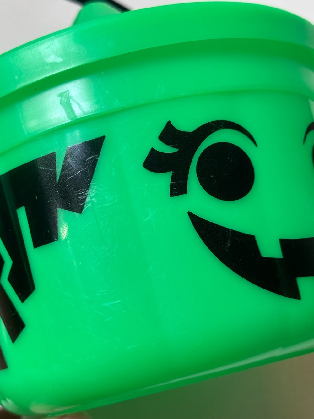 VINTAGE McDonalds HALLOWEEN BUCKET Green Witch Spider Happy Meal Pail w Lid 1986 - Picture 6 of 8